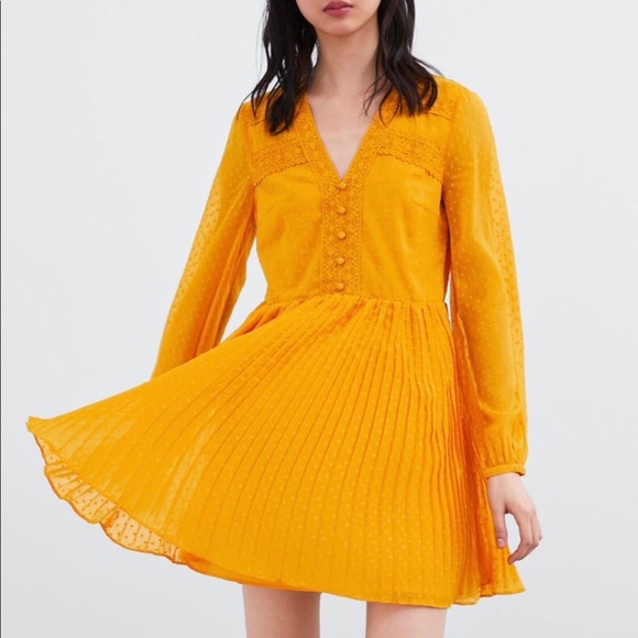 Zara yellow dotted mesh dress - Picture 1 of 4
